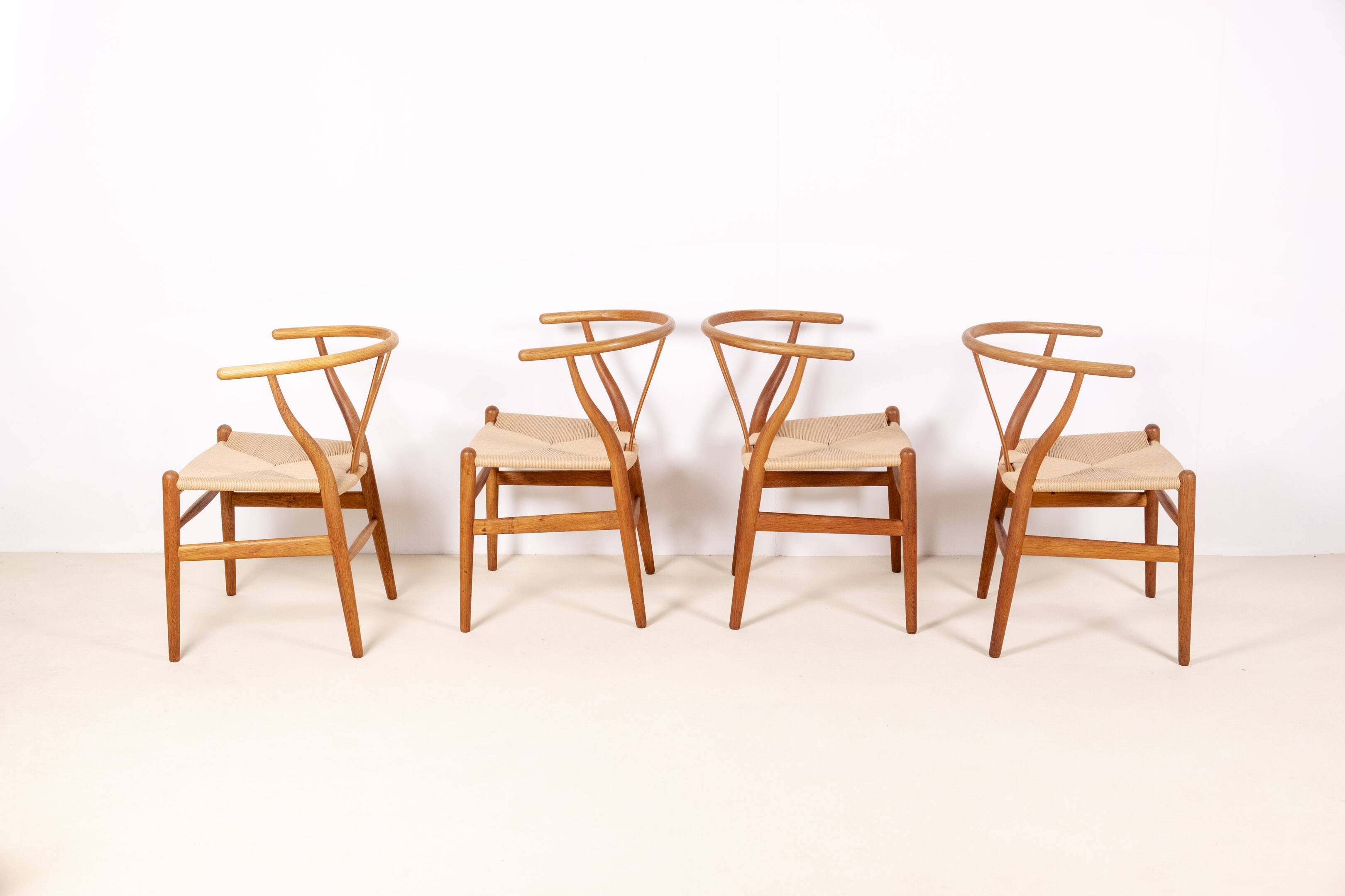4x Hans J. Wegner Oak CH24 Wishbone Chair, 1980s Denmark