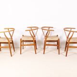 4x Hans J. Wegner Oak CH24 Wishbone Chair, 1980s Denmark