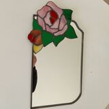 Vintage stained glass and lead mirror