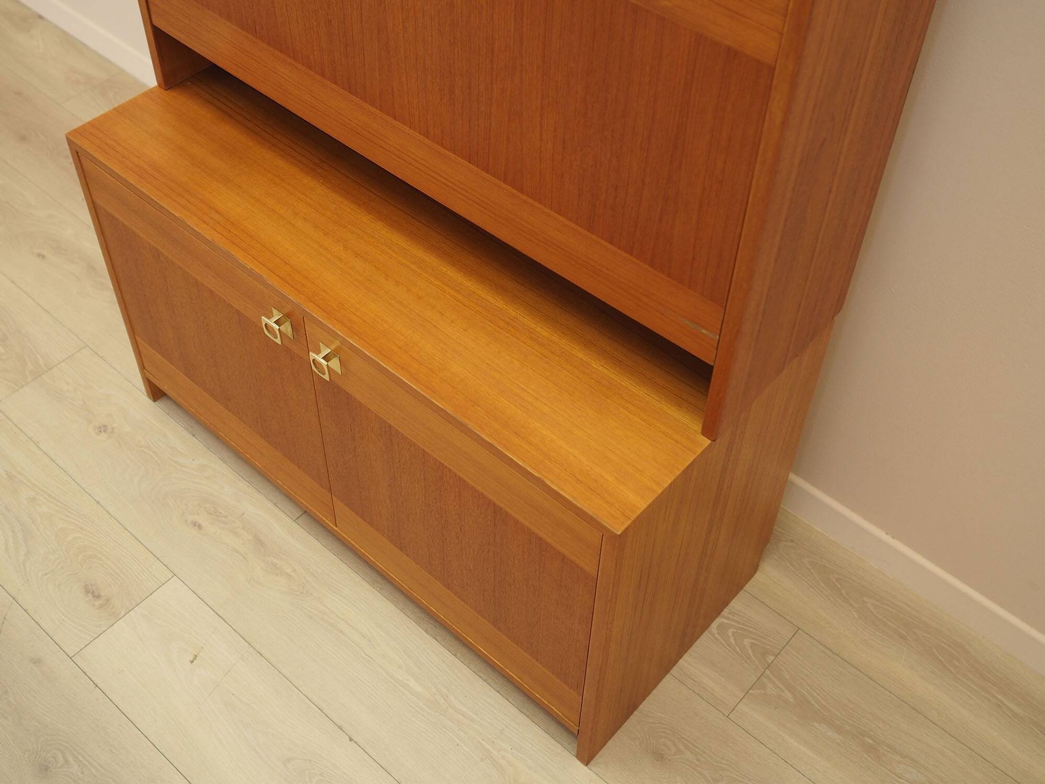 Danish Teak Shelving Unit with Bar Cabinet, 1970s