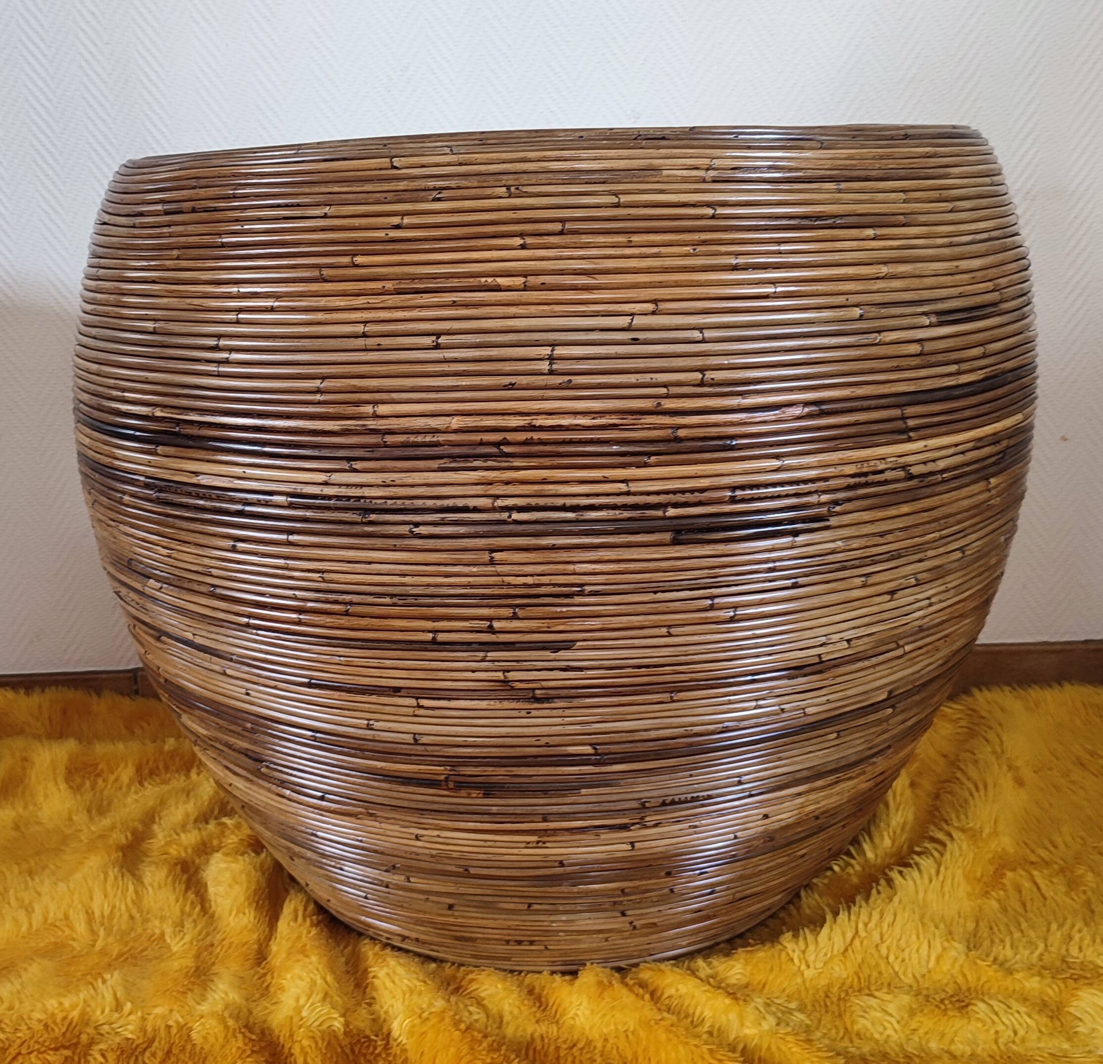 Vintage bohemian rattan armchair