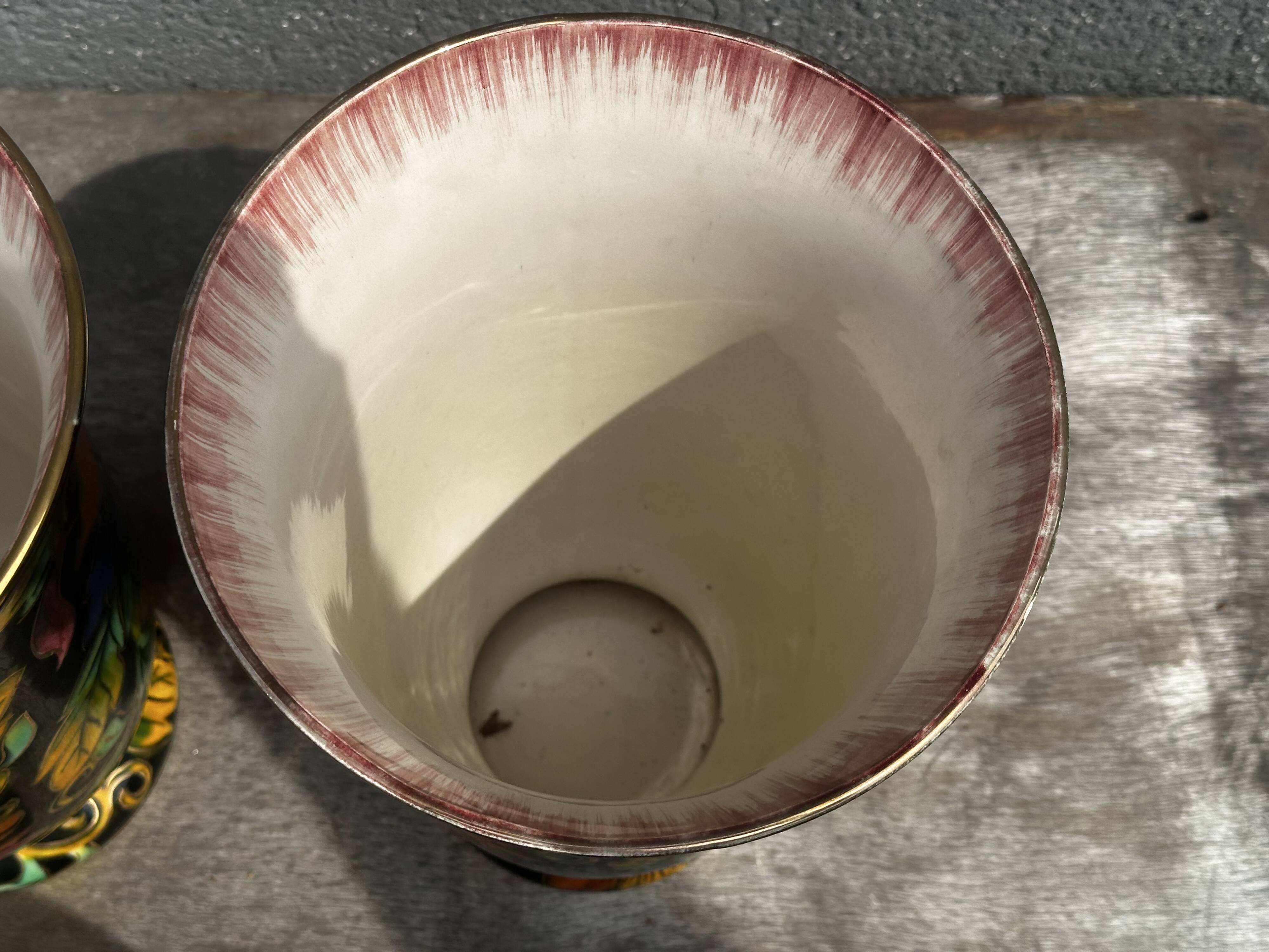 Paire de Vase en Céramique Peint Main H 31 cm signés Hubert Béquet