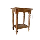 Vintage wooden and wicker side table