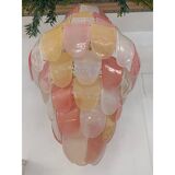 Contemporary Sanded Pink and Amber “Petals” Murano Glass Chandelier Style