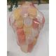 Contemporary Sanded Pink and Amber “Petals” Murano Glass Chandelier Style