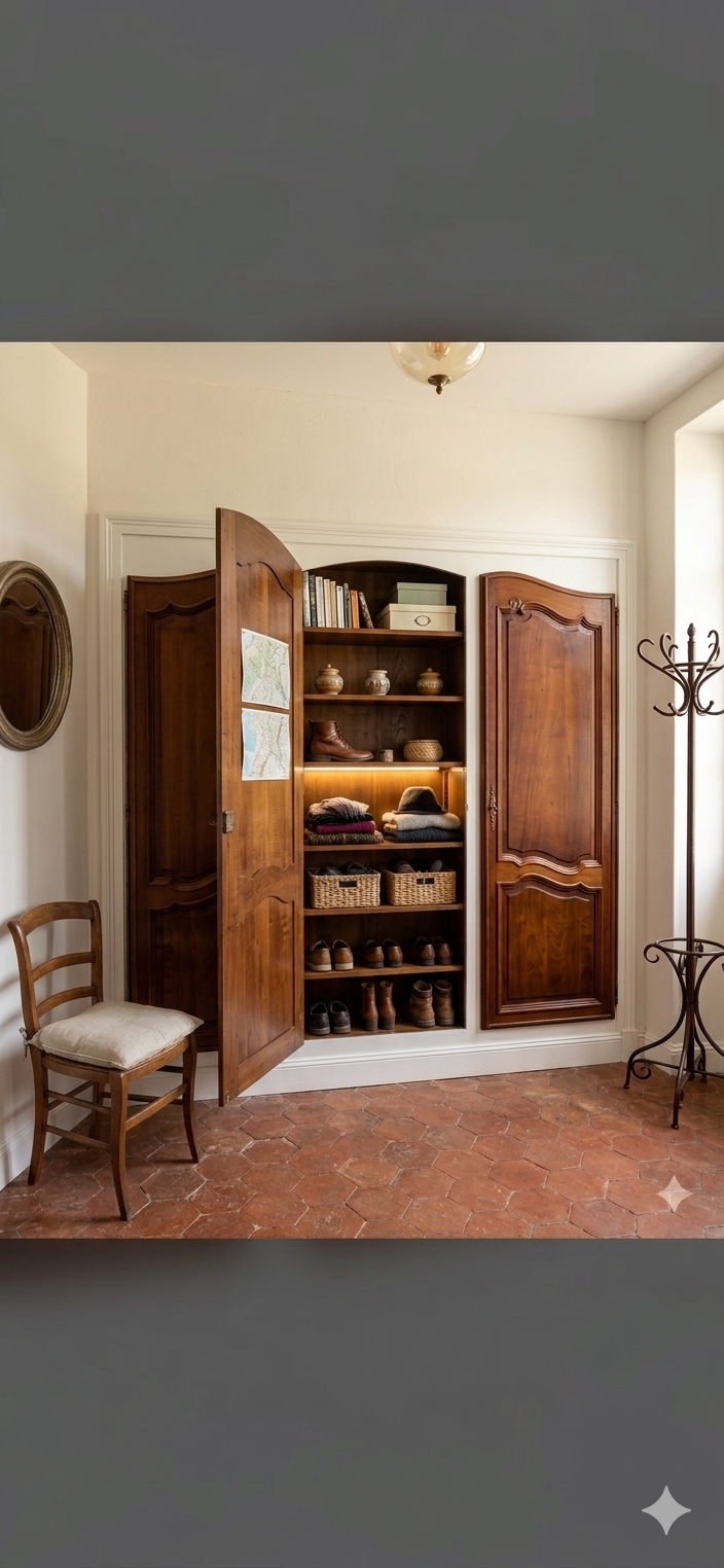 3 Louis XV style wardrobe doors in solid cherry wood