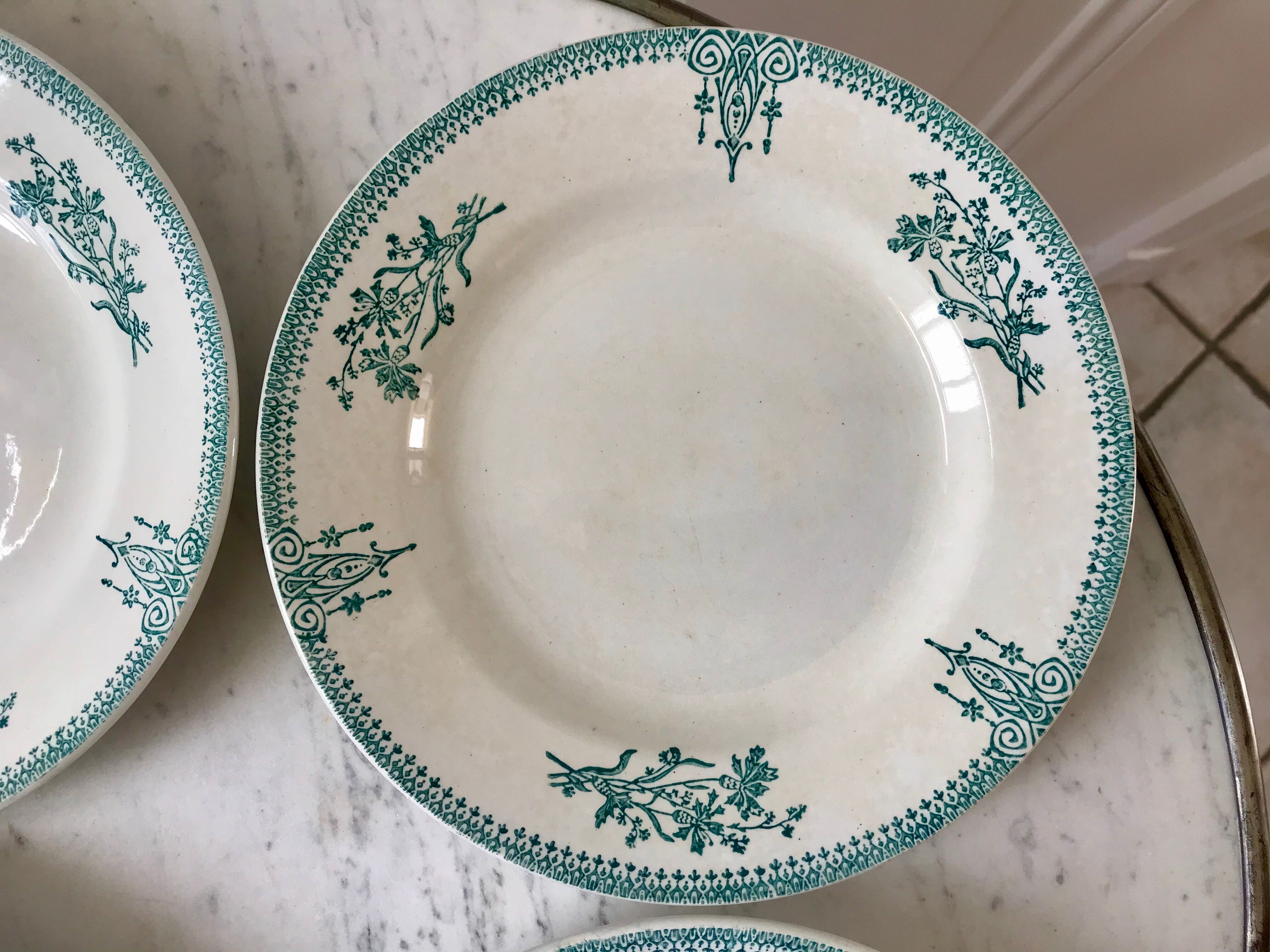 Set of 4 flat plates Terre de Fer Saint-Amand XIXth