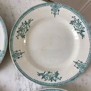 Lot de 4 assiettes plates Terre de Fer Saint-Amand XIXème