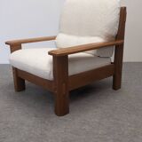 Pair of modernist armchairs in solid elm from the 60s/70s