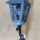 Old wall lamp vintage lantern hall and outdoor patina blue pastel