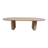 Oval travertine coffee table