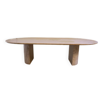 Oval travertine coffee table