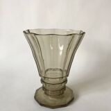 Molded and blown smoked glass vase Made in Belgium 60s-70s