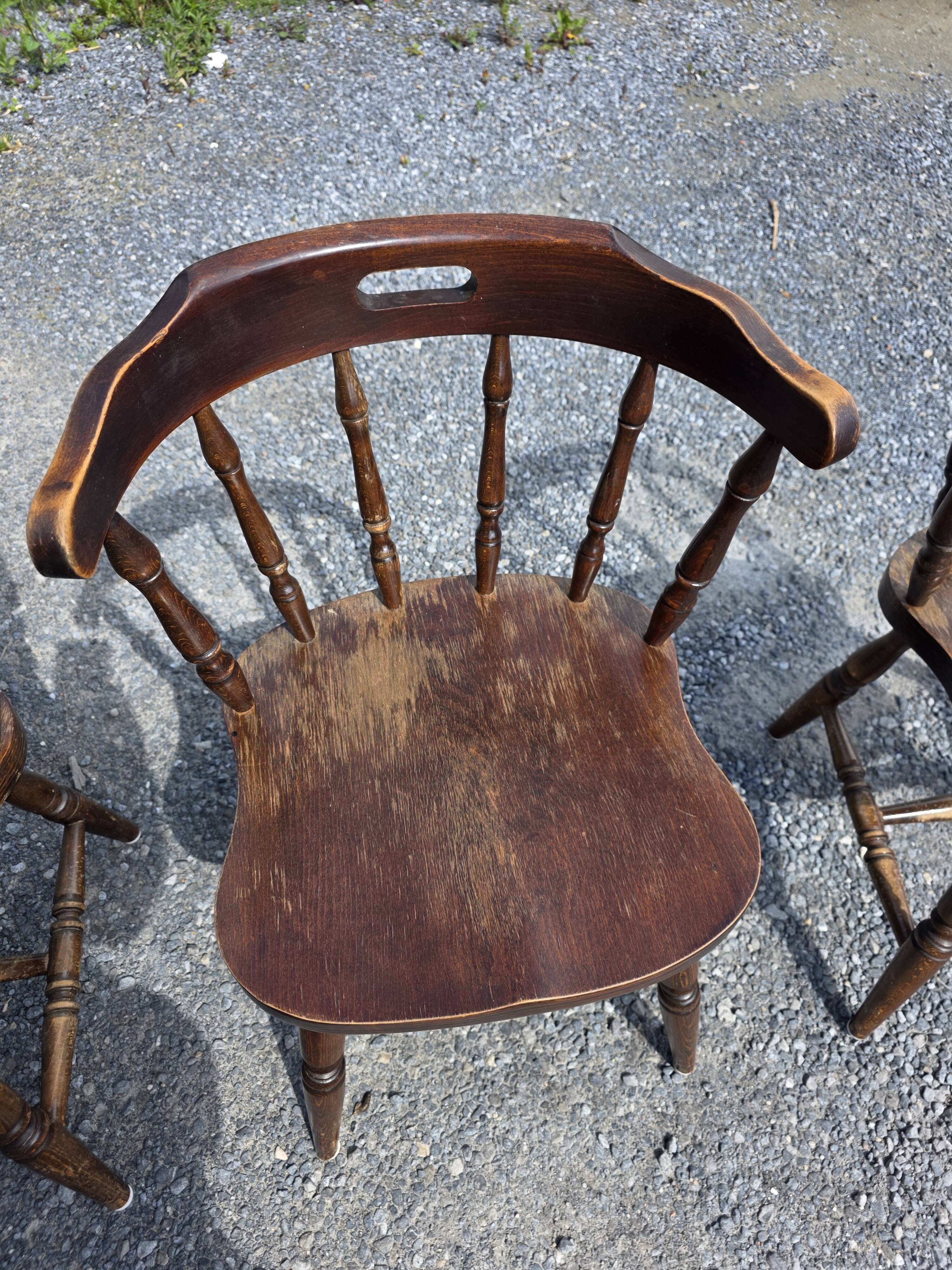 4 fauteuils bistrot style western en hêtre