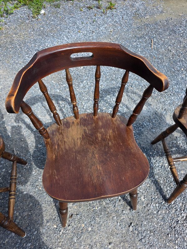 4 fauteuils bistrot style western en hêtre