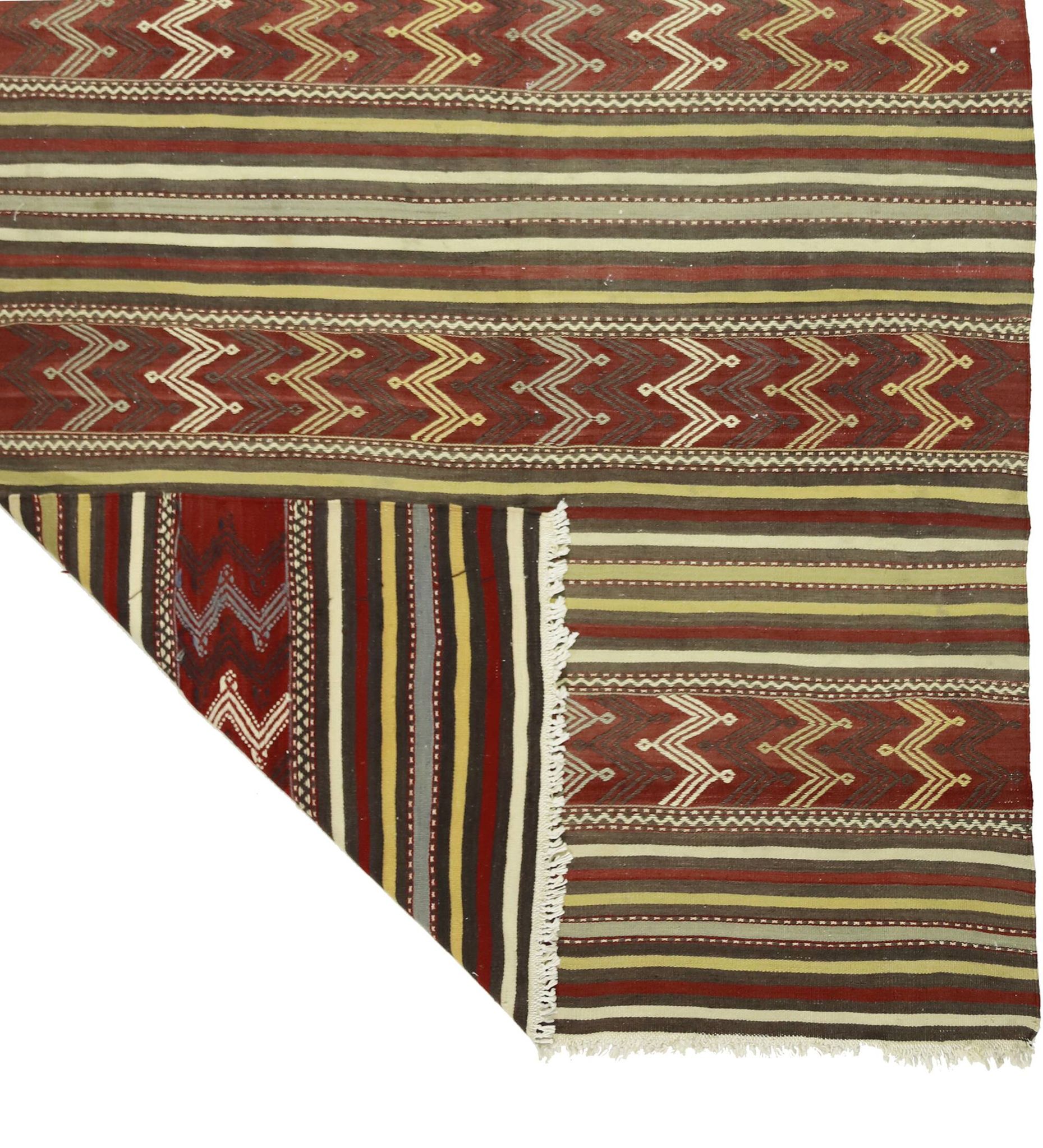 Grand Turkish Kilim Yoruk Vintage 150x300 cm Geometric Stripes