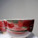 4 Japanese bowls in red glazed mixed stoneware
