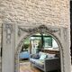 Important woodwork, 176.5cm/158cm 19th century fireplace mirror, quilted glass, parquet on the back.