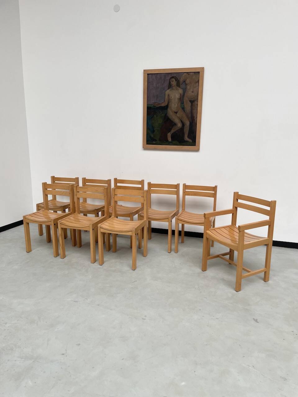 Beech chairs from the 1980s, Sornay.