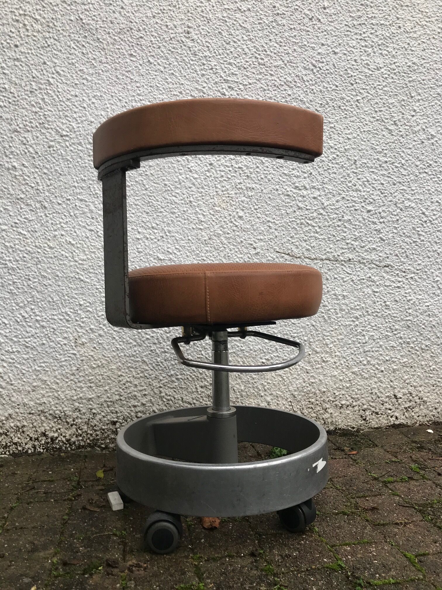 Siemens revolving and height adjustable brown industrial chair 1970