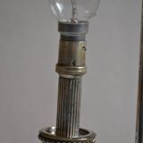 Bouillotte type lamp base in silver metal