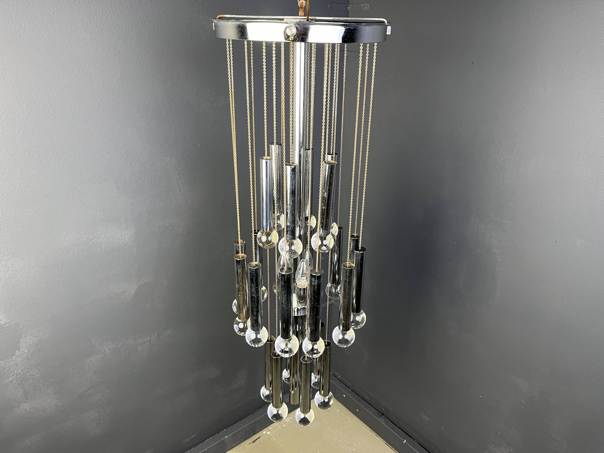 Lustre cascade chromé vintage, années 1970