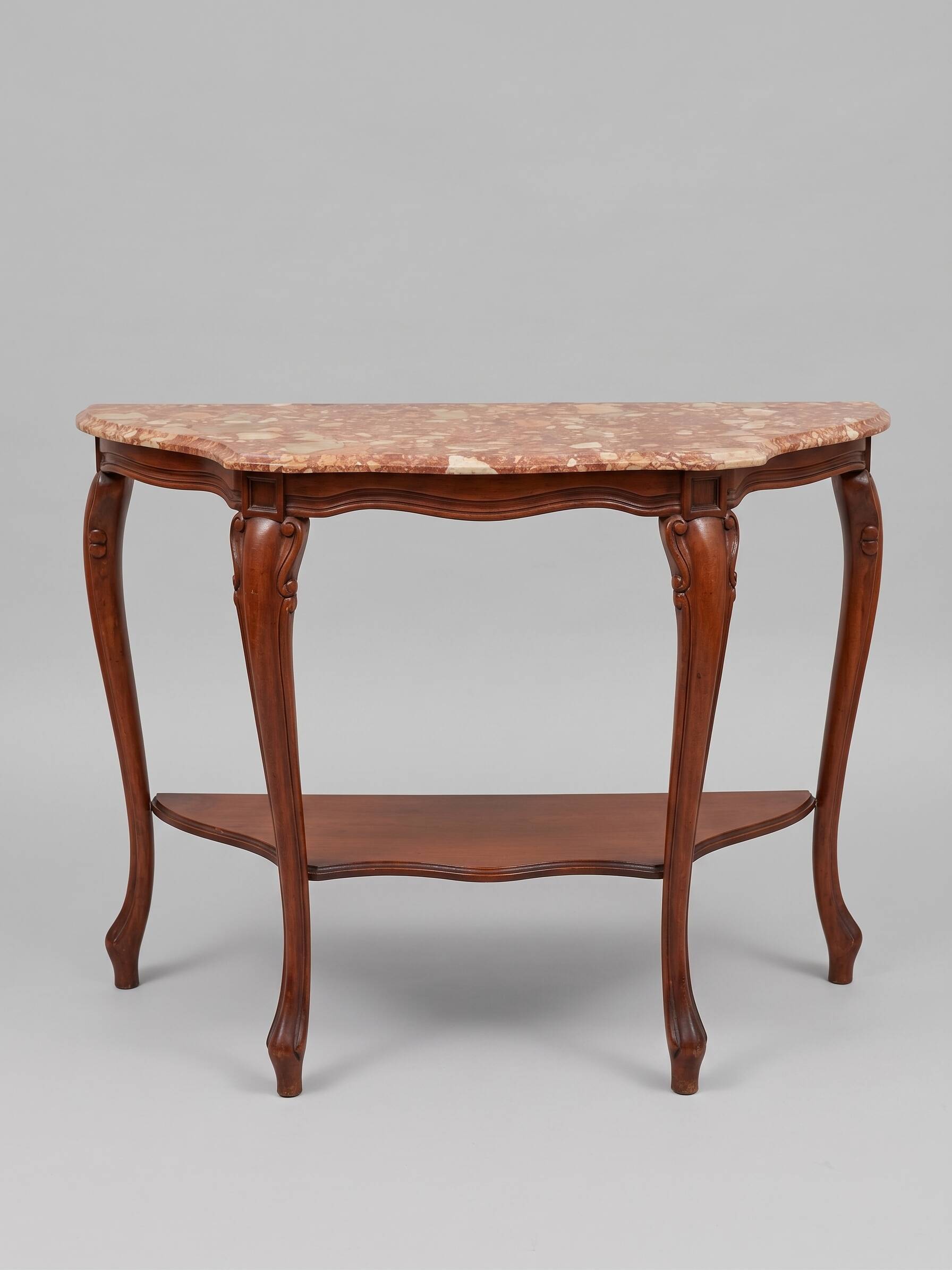 Wooden entrance console with marble top, Louis XV style.