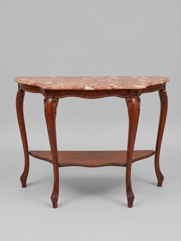 Console d’entrée en bois avec plateau en marbre, style Louis XV