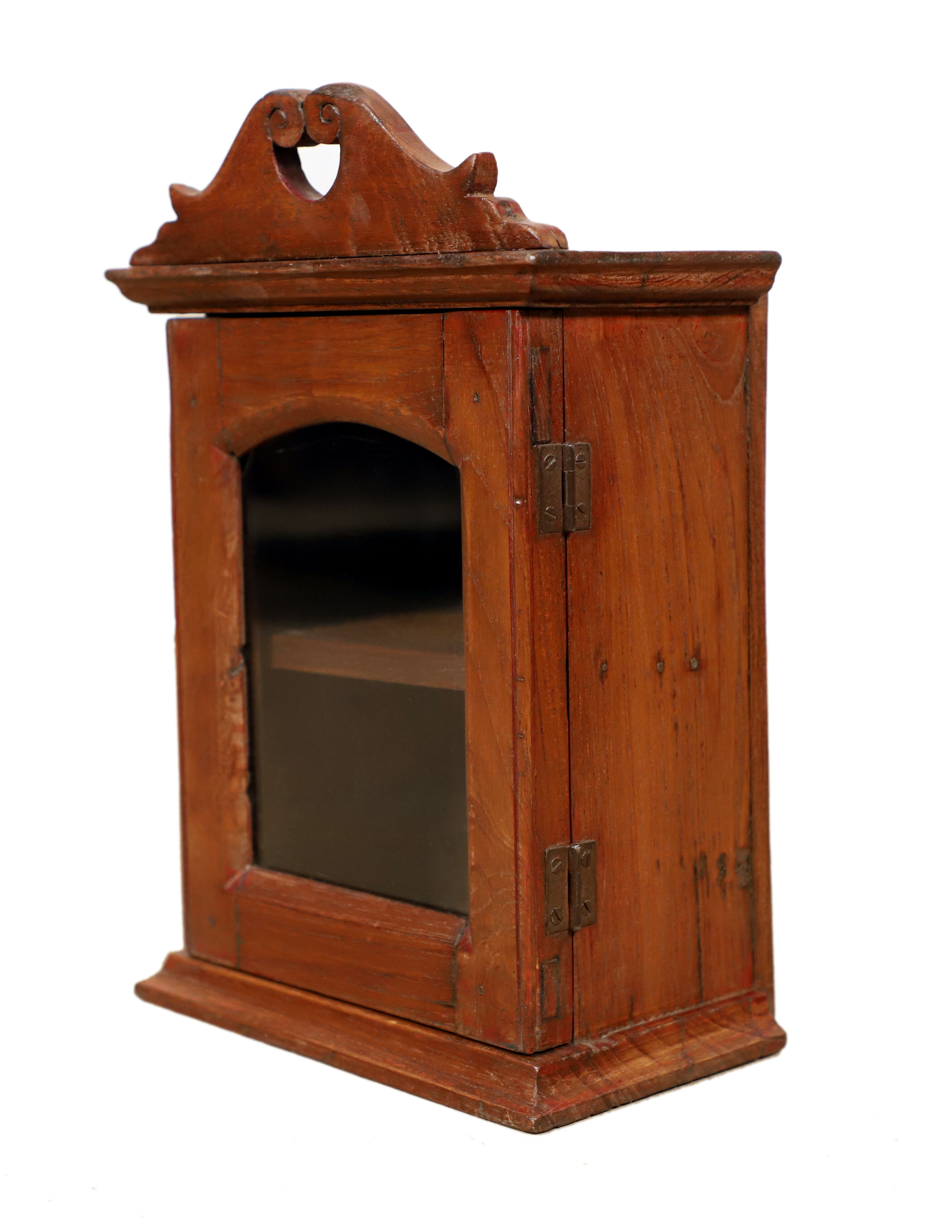 Wall display case - old art deco clock box in burmese teak