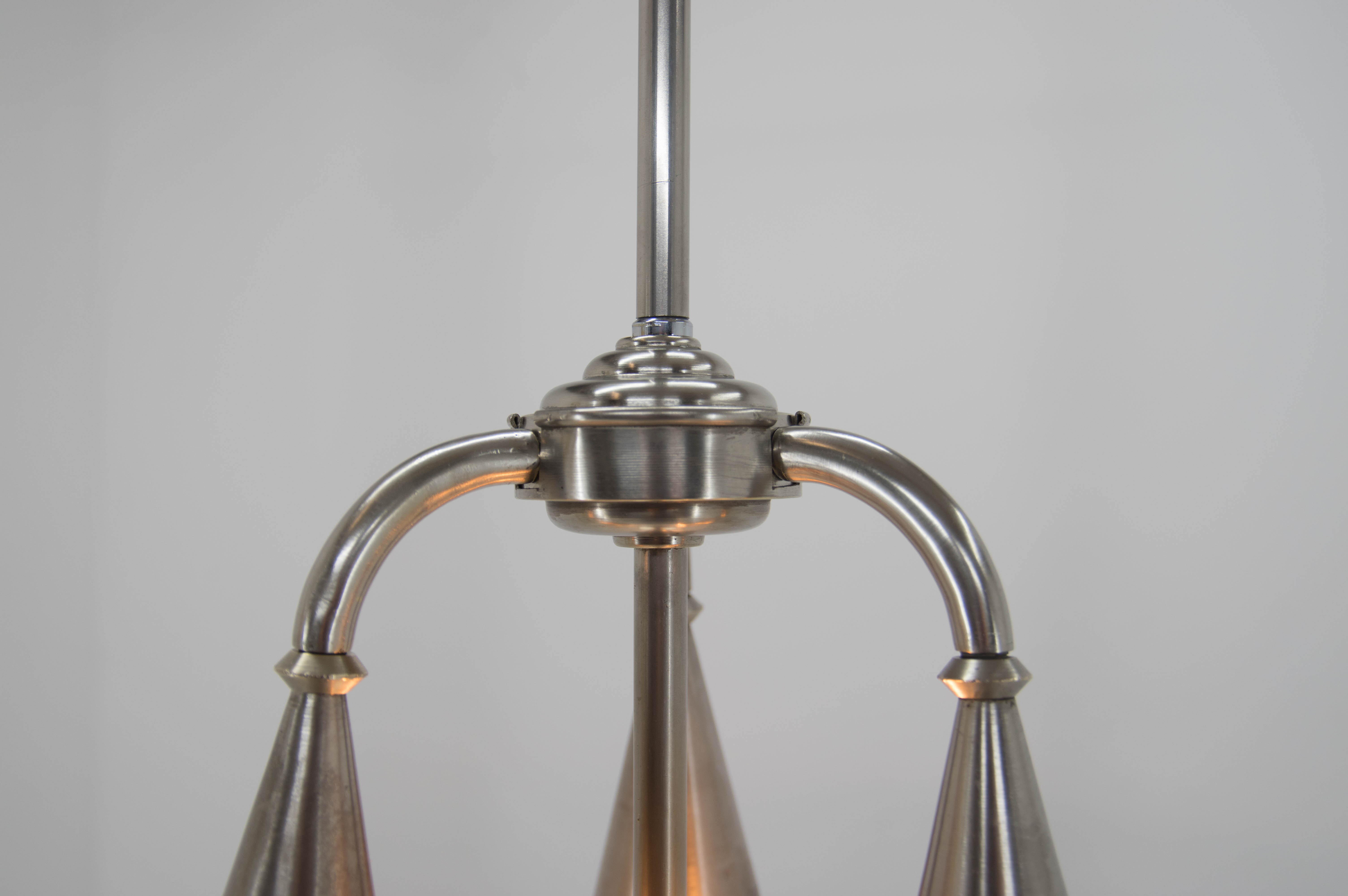 Art Deco Nickel-plated Chandelier, 1920s