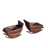 Pair of rocking chairs by De Sede, Switzerland 1970 in brown buffalo leather.