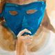 Signed painting of a female portrait at the Carnival of Venice "the blue mask"