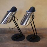 Pair of vintage chrome metal lamps