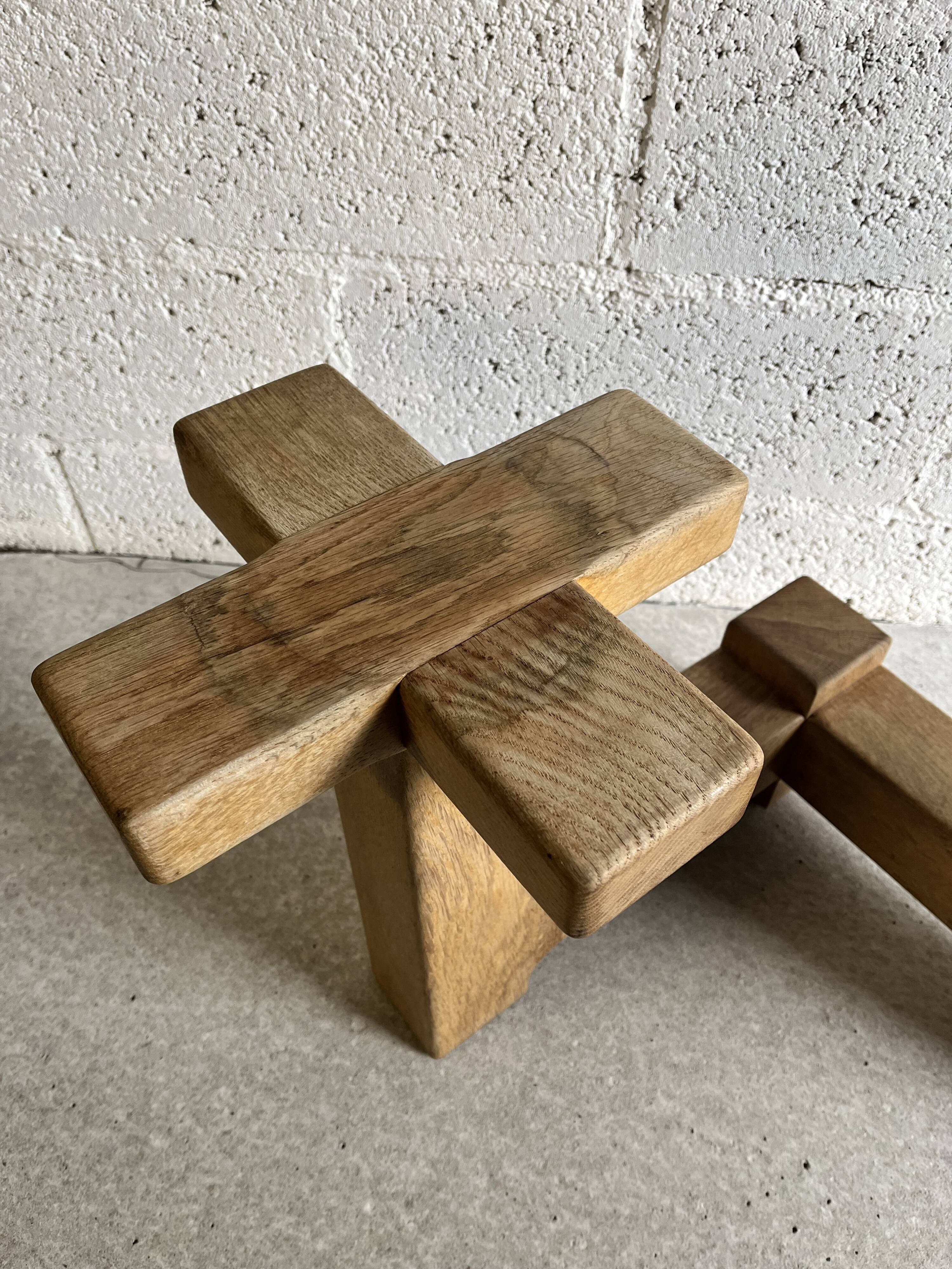 Display and plant holder in solid oak by Guillerme and Chambron for Votre Maison