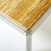 Table basse chrome aluminium travertin jaune George Ciancimino 1975