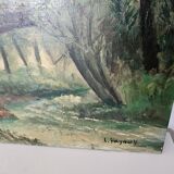 Painting - Oil on canvas Bridge on the banks of the Loire Signed Louis Hayaux (1897 1982)