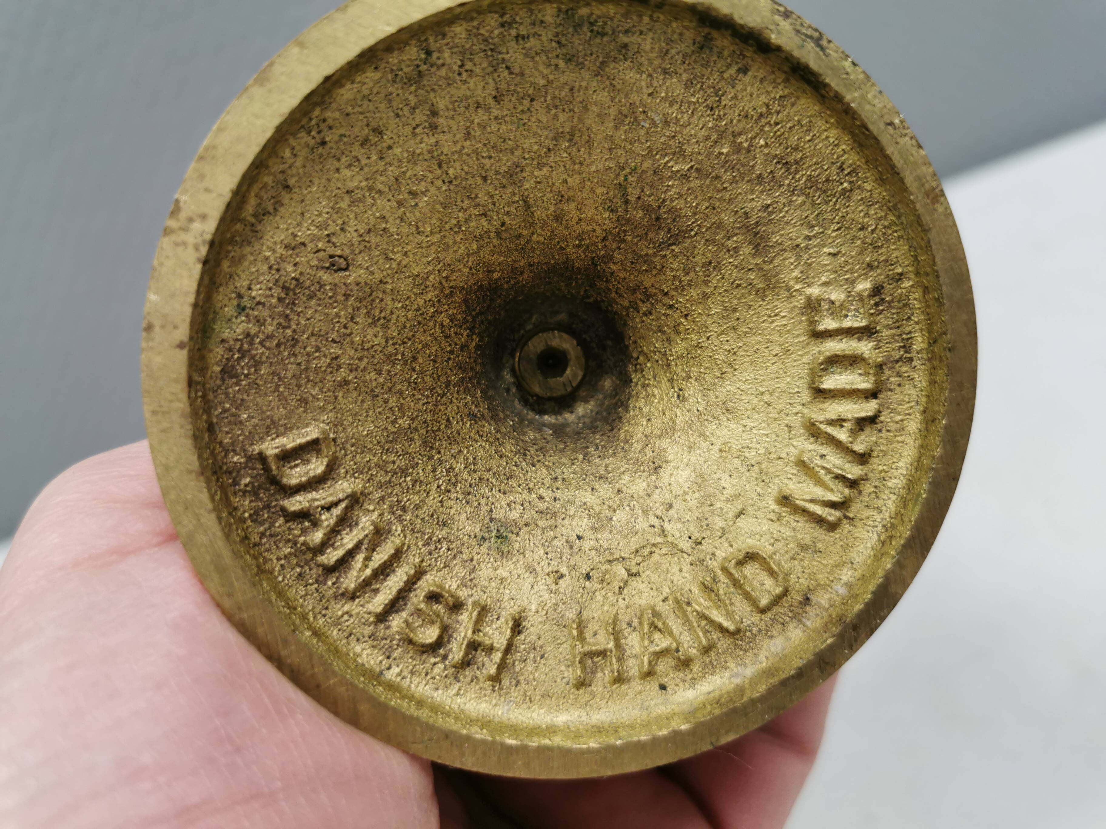 A set of vintage brass candlesticks. Denmark 1960-70s.