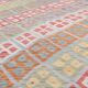 Multicolour Afghan Kilim Rug: Striped Contemporary Wool Flatweave 296x202cm