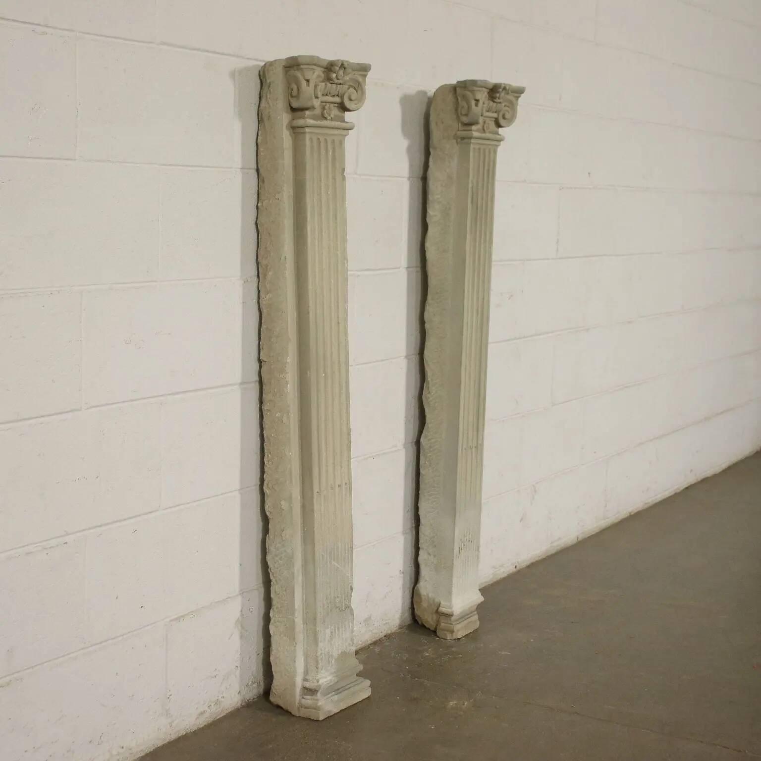 Pair of Renaissance pilasters in Serena stone, Italy, 16th century