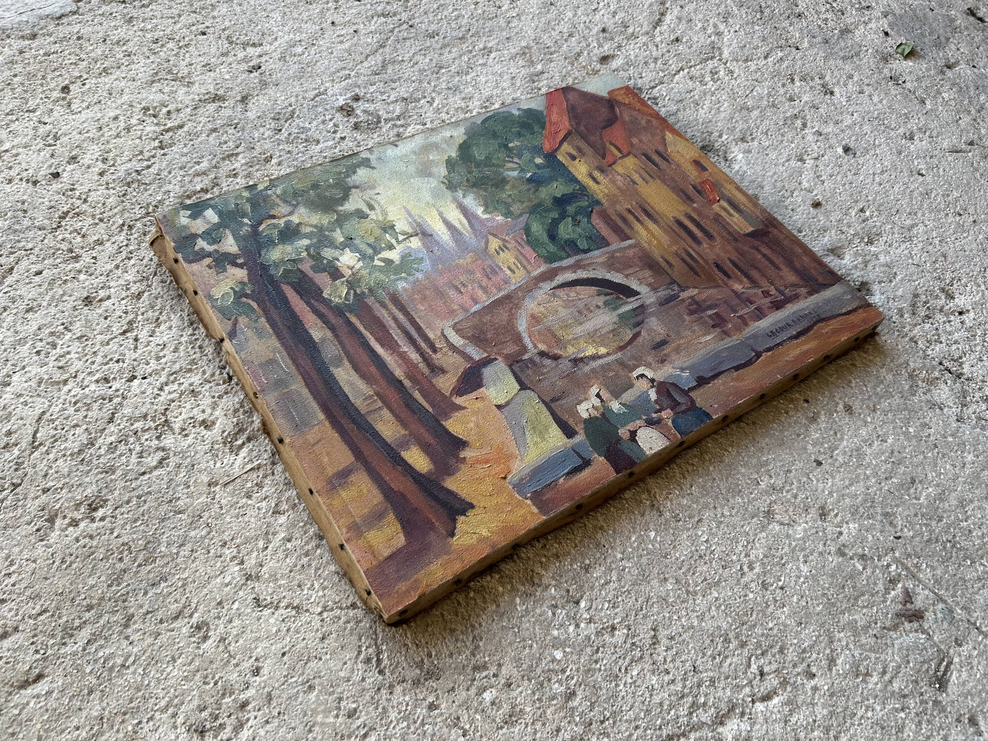 Antique painting signed Armand Lacour, 1935