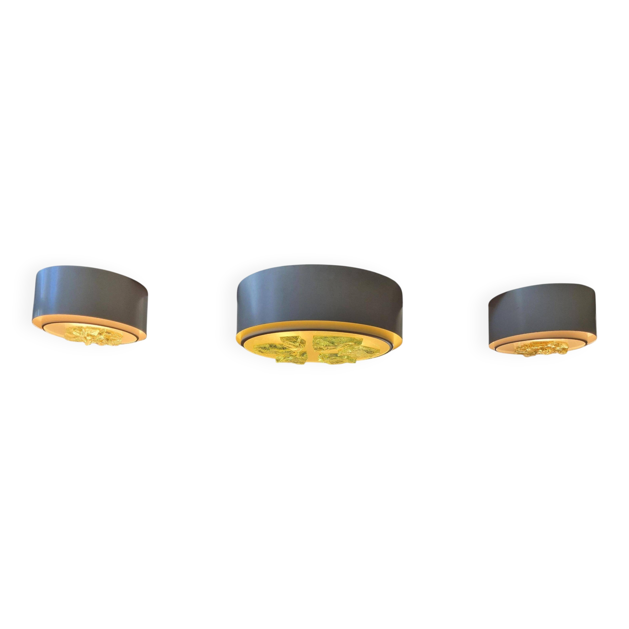 Set of 3 "glasbrokken" ceiling lamps by RAAK, Netherlands, 1960s