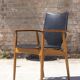 Vintage Scandinavian teak & skaï armchair, Denmark circa 1950