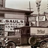 Photographie "Coin de rue à La Nouvelle-Orléans, devanture de la sandwicherie N.E. Saul’