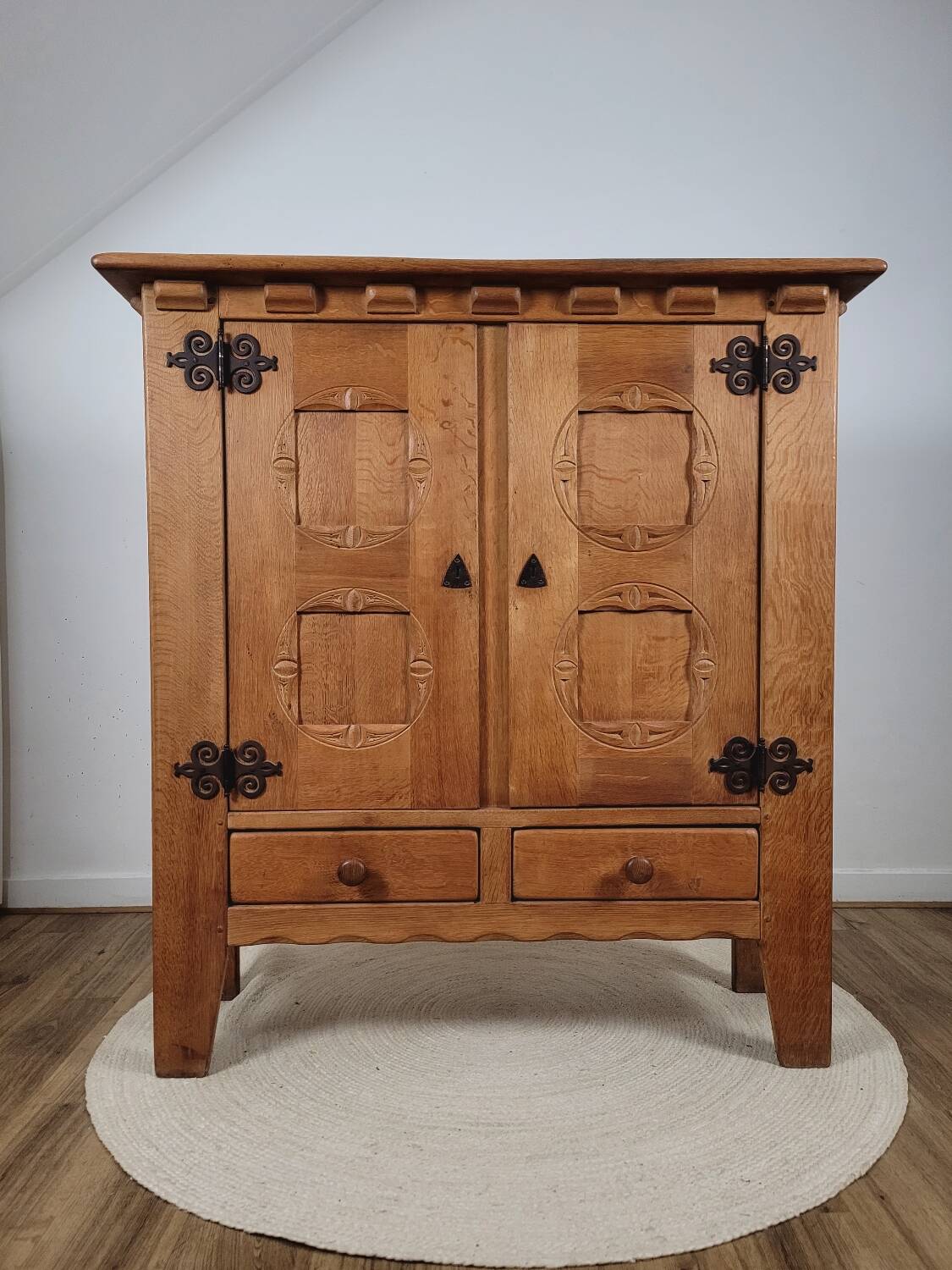 Vintage design solid oak sideboard