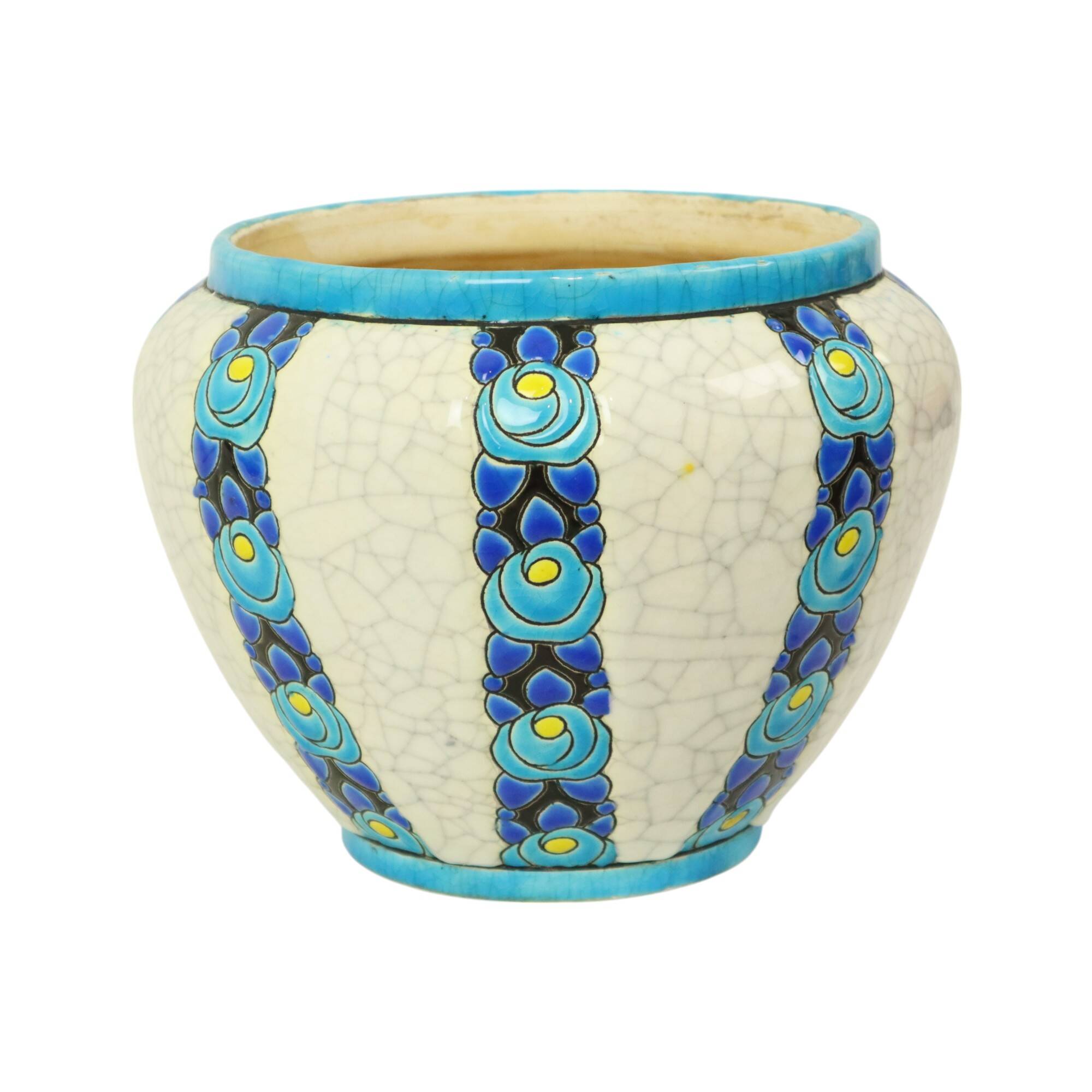 Vase Pot de Fleurs Polychrome Catteau Boch Keramis Art Déco ca. 1922
