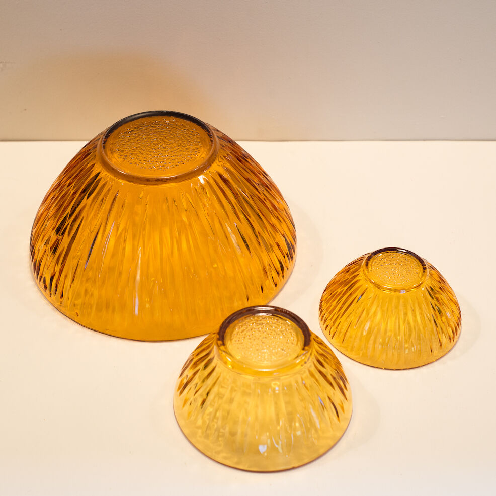 Amber glass flower service 16 pieces