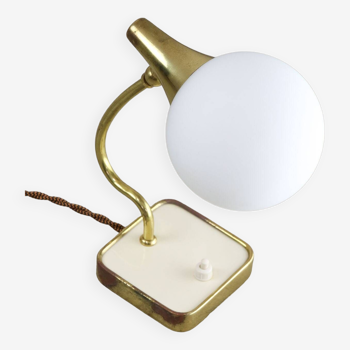 Mid-century Brass and Opaline Table Lamp