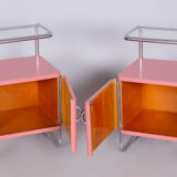 Paire de tables de chevet Bauhaus restaurée, acier chromé, Tchéquie, années 1940