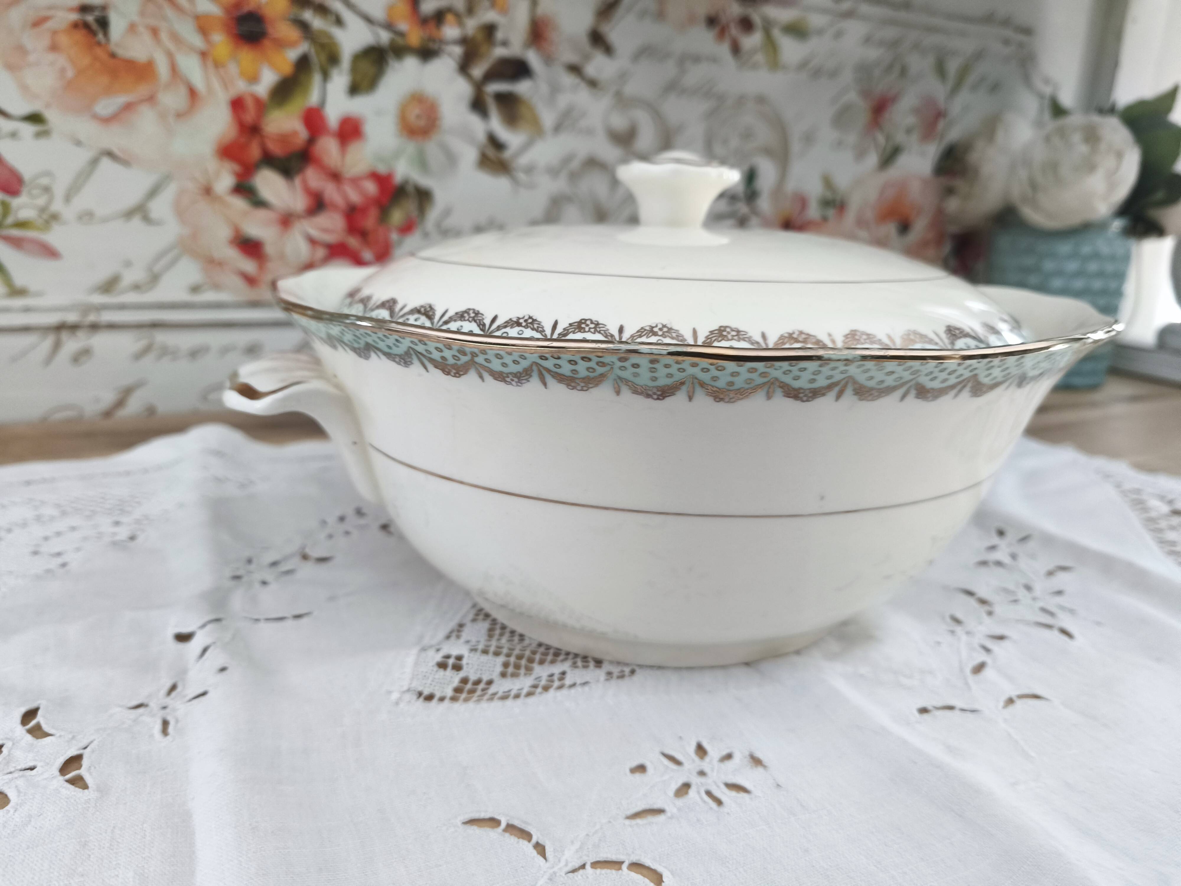 Longwy France earthenware soup tureen, Trianon model