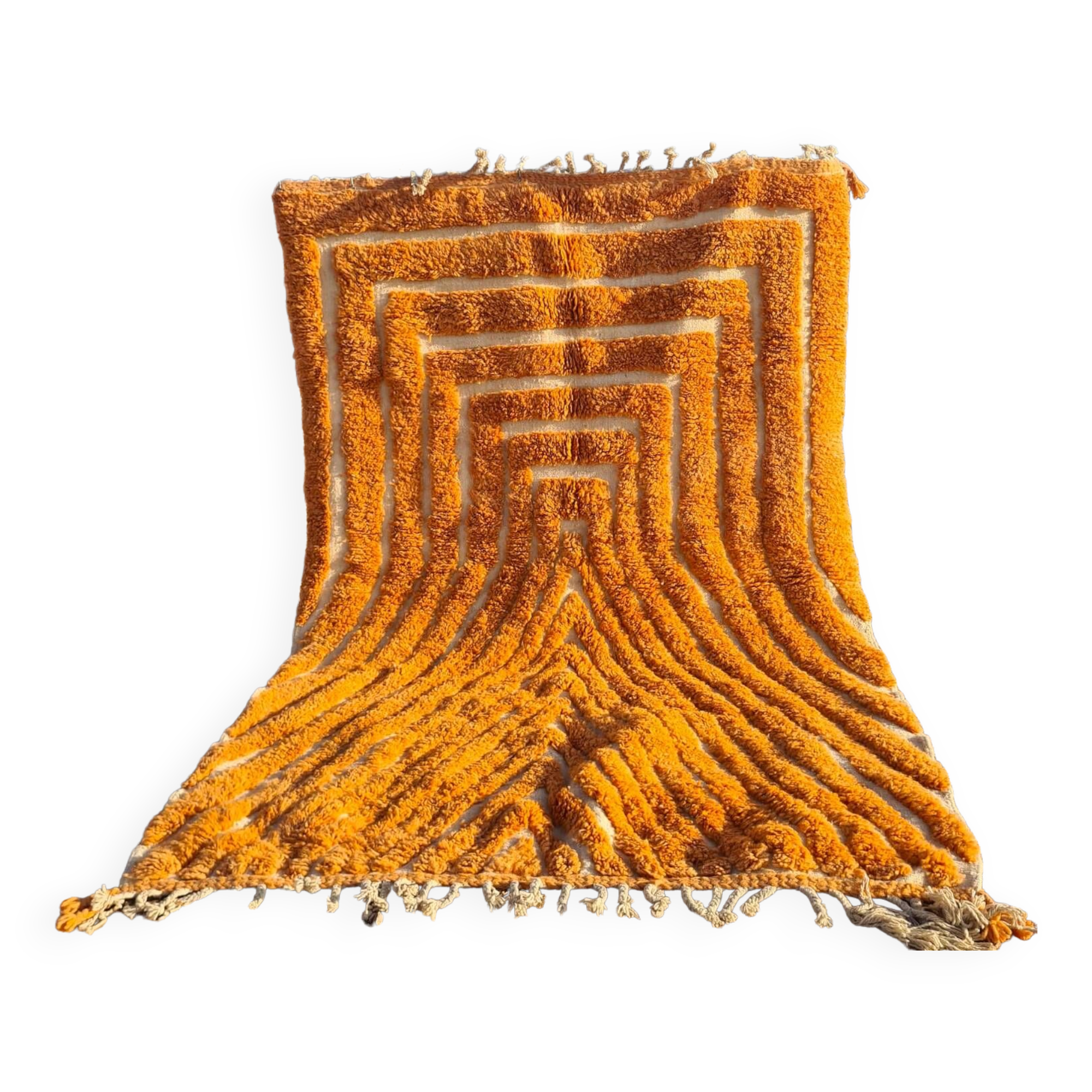Modern peach orange blessed ouarain Berber rug